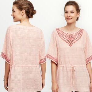 Anthropologie One September Euphemia Embroidered Peasant Top Size Small